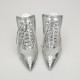 Givenchy srebrne klapki na obcasie