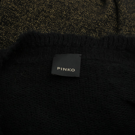 Pinko Sweter złoto czarny z falbanką