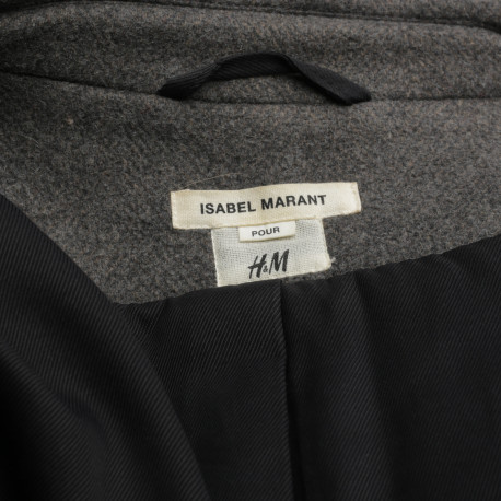 Isabel Marant x H&M Collaboration szary wełniany płaszcz