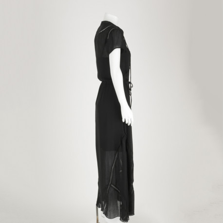 Sandro czarna sukienka ze ściagaczem