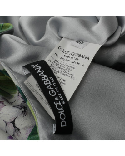 Dolce & Gabbana Zielona sukeinak w kwiaty z długim rękawem