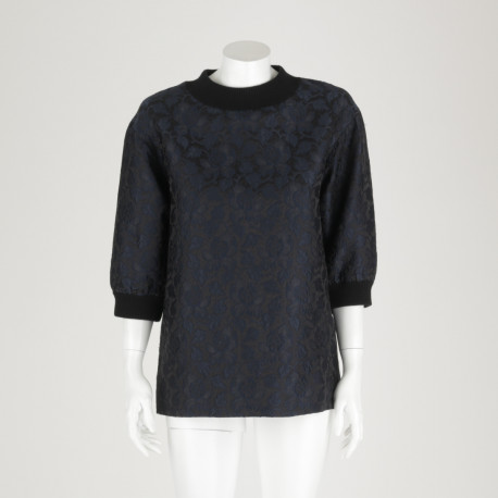 Dolce & Gabbana Ubranie żakardowa bluzka czarno granat