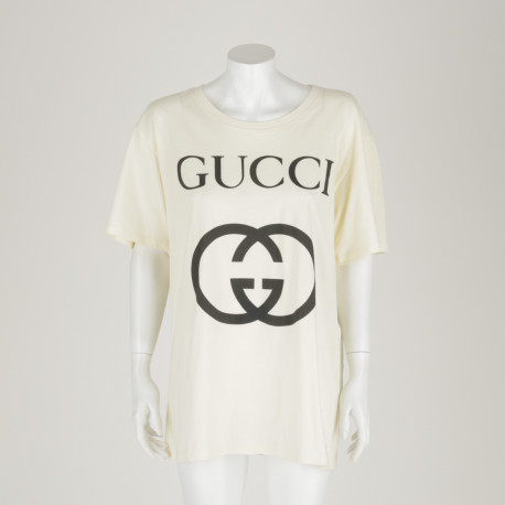 auteursrechten Zonnebrand Uiterlijk Kremowy t-shirt z logo Gucci - sklep Pyskaty Zamsz