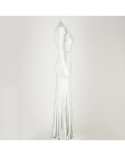Roberto Cavalli Ubranie biało srebrna sukienka
