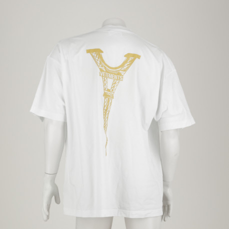 Vetements Ubranie biały t-shirt z logo nowy