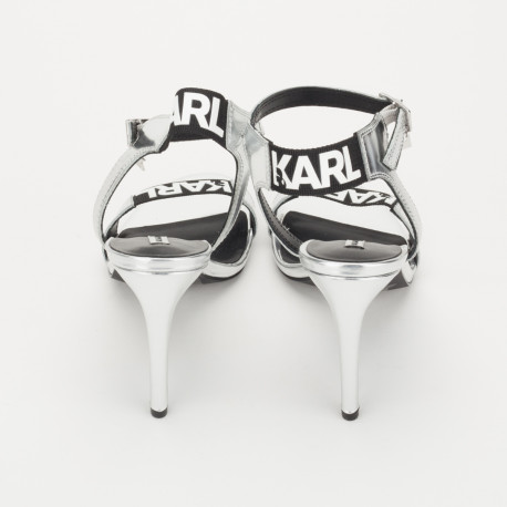 Karl Lagerfeld  Buty srebrne sandałki