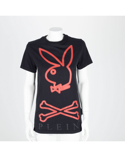 Philipp Plein czarny męski T-shirt z królikiem