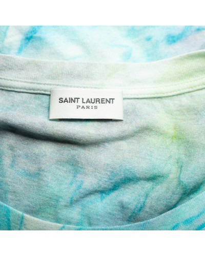 Saint Laurent  t-shirt tie dye niebiesko zielony