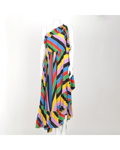 Philosophy di Lorenzo Serafini dluga sukienka w kolorowe pasy