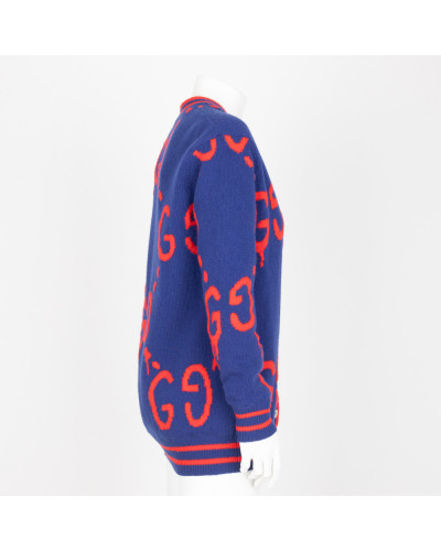 Gucci Sweter  dwustronnhy niebieski w logo