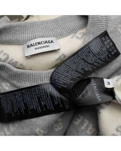 Balenciaga Sweter szary w logo