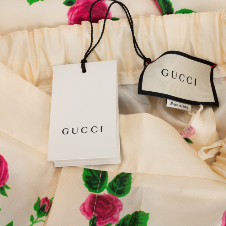 Gucci Spodnie kremowe w kwiaty