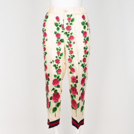 Gucci Spodnie kremowe w kwiaty