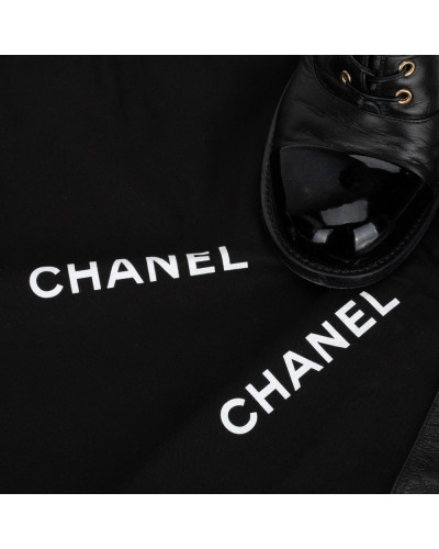 Chanel  Buty czarne botki z wiązaniem