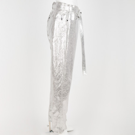Tom Ford Ubranie srebrne spodnie jedwabne