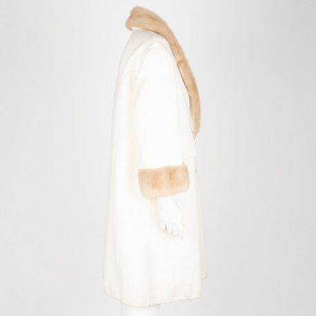 Ermanno Scervino Ubranie biały płaszcz z futerkiem