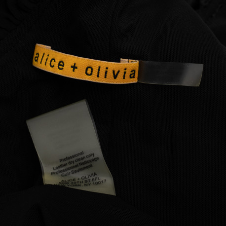 Alice+Olivia Sukienka czarna jedwabno-skórzana