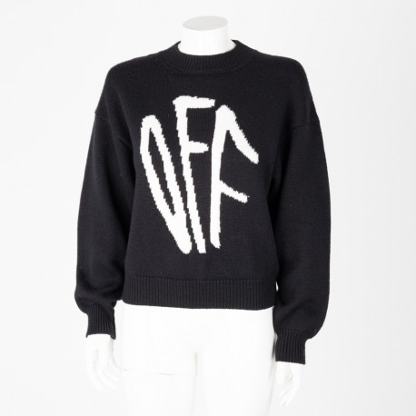 Off-White Sweter czarny z logo