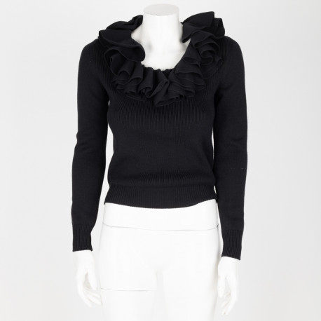 Alexander McQueen Ubranie czarny sweter z falbankami