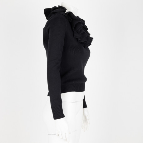 Alexander McQueen Ubranie czarny sweter z falbankami