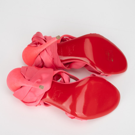 Christian Louboutin Buty sandały różowe na szpilce FOULARD CHEVILLE