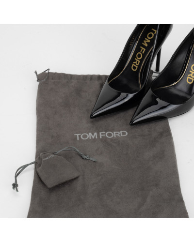 Tom Ford Buty czarne szpilki ze złotymi elementami z tyłu