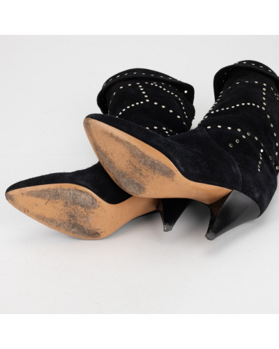 Isabel Marant Buty czarne botki na obcasie z jetami