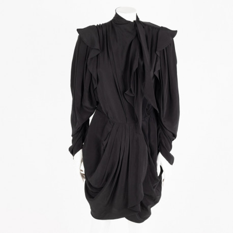 Isabel Marant Sukienka czarna z wiązaniem przy szyi