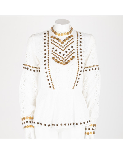Anna Sui Ubranie bluzka biała ażurowa