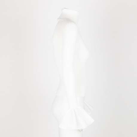 Elisabetta Franchi  Ubranie Biały golf z falbaną przy rękawach