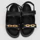 Louis Vuitton Buty sandały czarne ze złotym łańcuchem