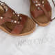 Jimmy Choo Buty brązowe sandaly na koturnie
