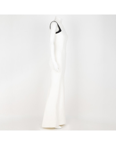 La Mania Ubranie biała sukienka z czarnymi wstawkami