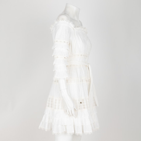 Zimmermann Ubranie sukienka biała krotka ażurowa