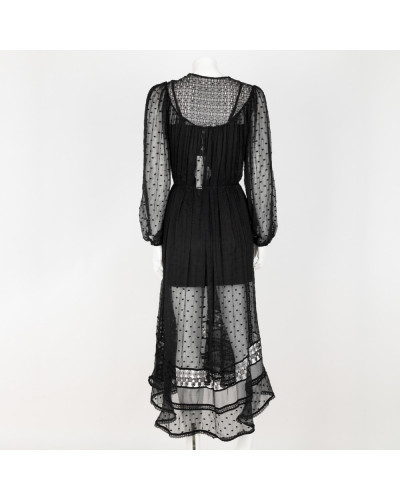 Zimmermann Ubranie sukienka czarna długa w grochy