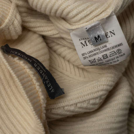 Alexander McQueen Sweter kremowy wełniany