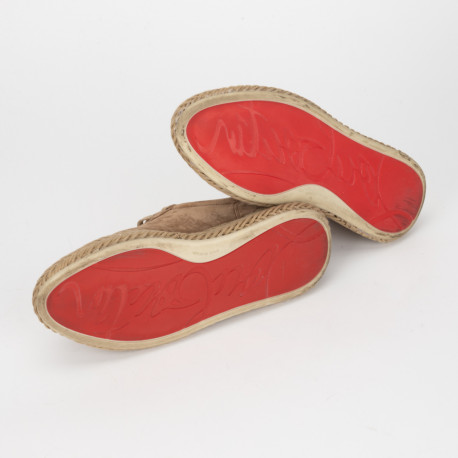 Christian Louboutin zamszowe beżowe buty na platformie