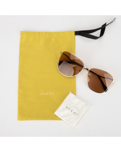 Gucci Okulary brąz ze złotem transparentne