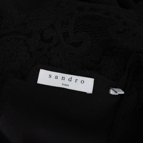 Sandro Sukienka czarna sukienka koronka + transparentna gora