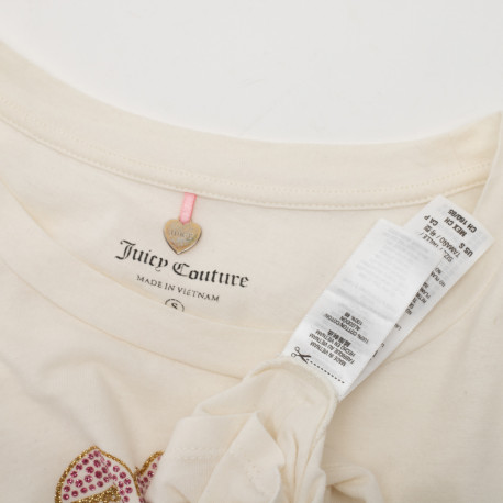 Juicy Couture Bluzka ecru ze złoto-różowym logo na przodzie