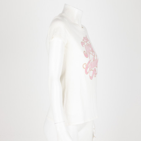 Juicy Couture Bluzka ecru z napisem różowym
