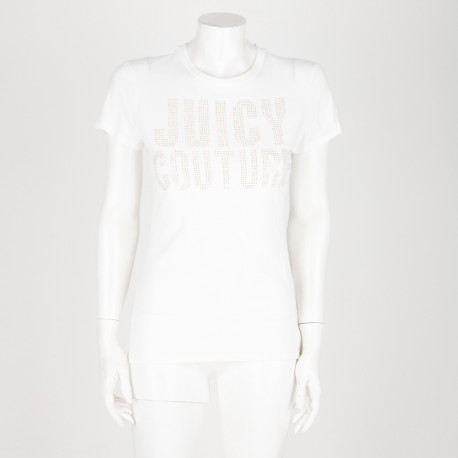 Juicy Couture Bluzka biała z napisem z kryształków