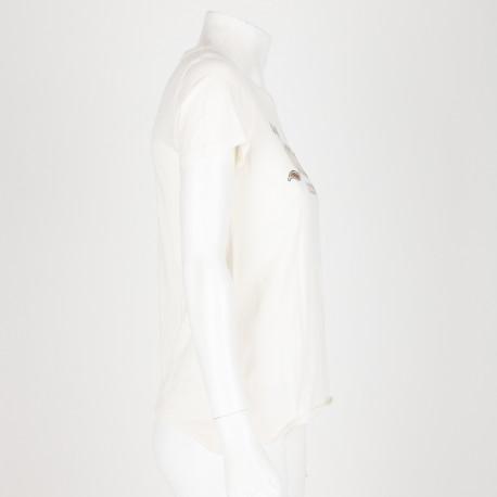 Juicy Couture Bluzka ecru z napisem cekinowym