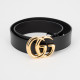 Gucci Pasek czarny ze złotą klamrą GG