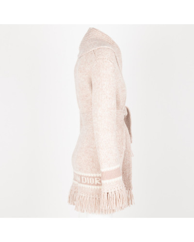 Dior Sweter kardigan różowy z paskiem