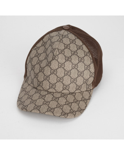 Gucci czapka z daszkiem gg supreme baseball hat bez + monogram + siatka