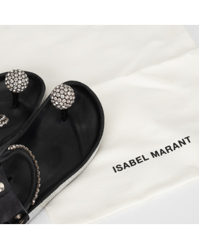 Isabel Marant Sandały czarne z kamieniami  Ecly
