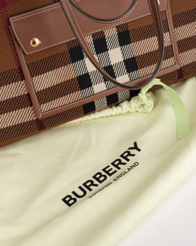 Burberry Torebka sztywna torebka w brązową kratę na ramię