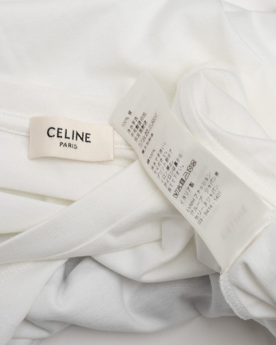 Celine bialy tshirt z czarnym nadrukiem