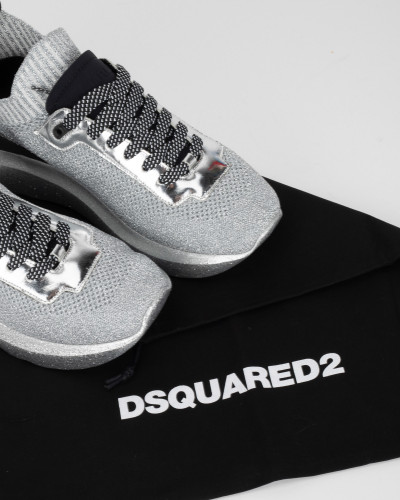 Dsquared2 Sportowe srebrne trampki